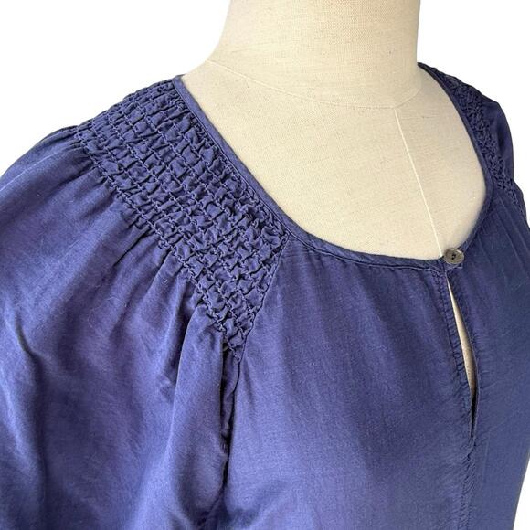 Velvet by Graham & Spencer Reece Silk Cotton Dress Navy Blue Cavern Short Sleeve - Picture 11 of 13